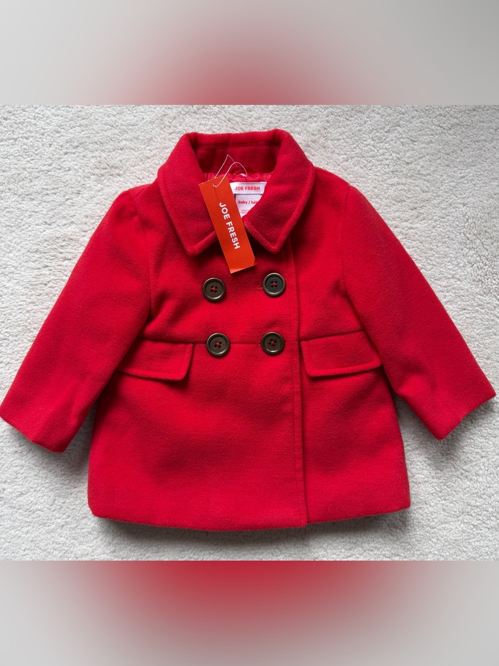 Joe Fresh Bright Red Double-Breasted Peacoat for Kids